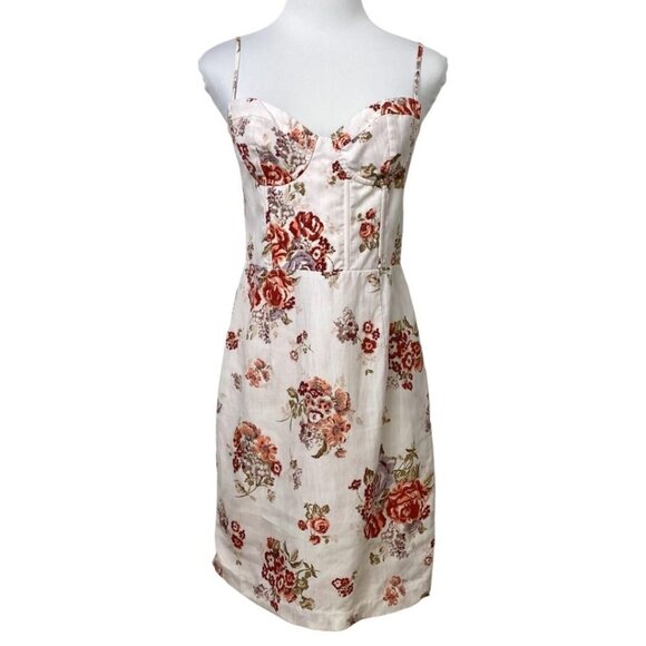 BROCK COLLECTION X H&M WHITE BURGUNDY FLORAL BUSTIER MINI DRESS - S - Picture 2 of 10